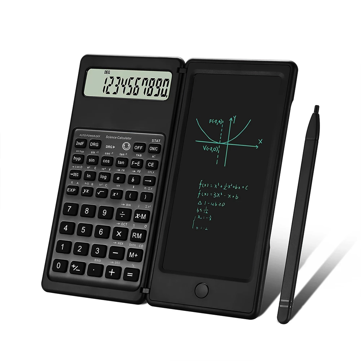 Scientific Calculator For Secondary School - Wetenschappelijke rekenmachine met opvouwbare schrijftablet, multifunctionele