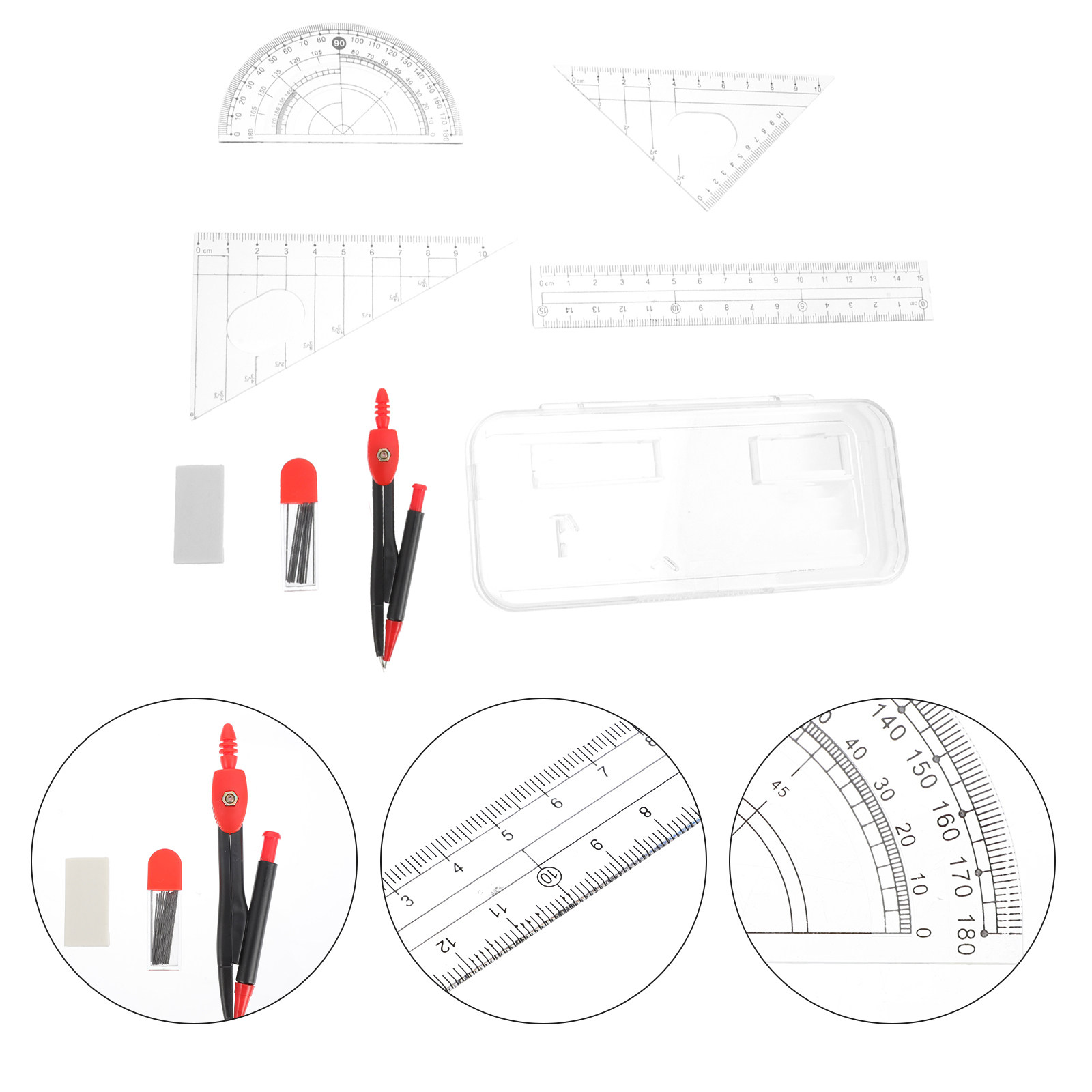 Math Geometry Set With Compass - 1 set professionele metalen kompas- en