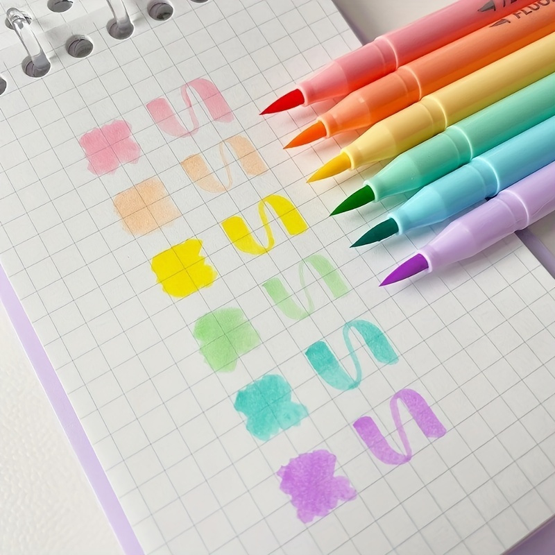 6 stks Zachte Borstel Fluoresc - Pastel Highlighter Set Double Ended recensie en prijs