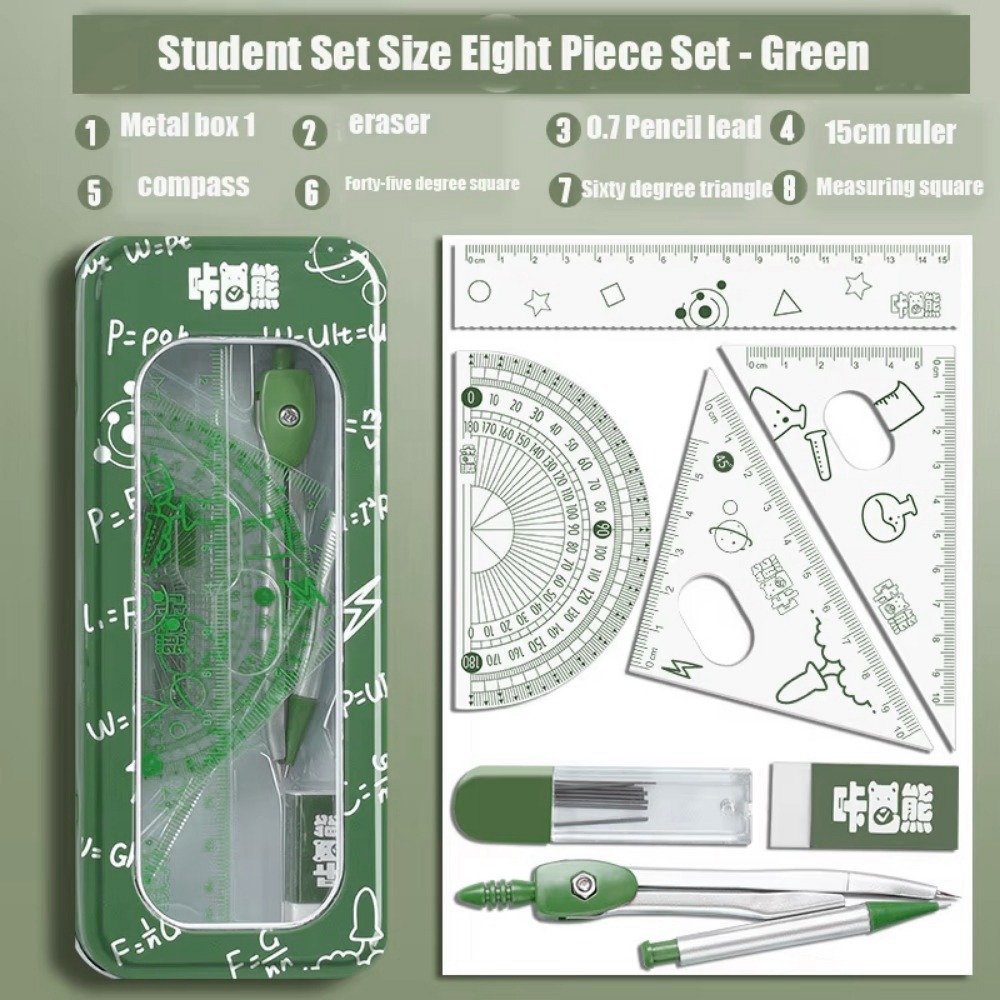 8-delige multifunctionele wisk - Math Geometry Set With Compass recensie en prijs